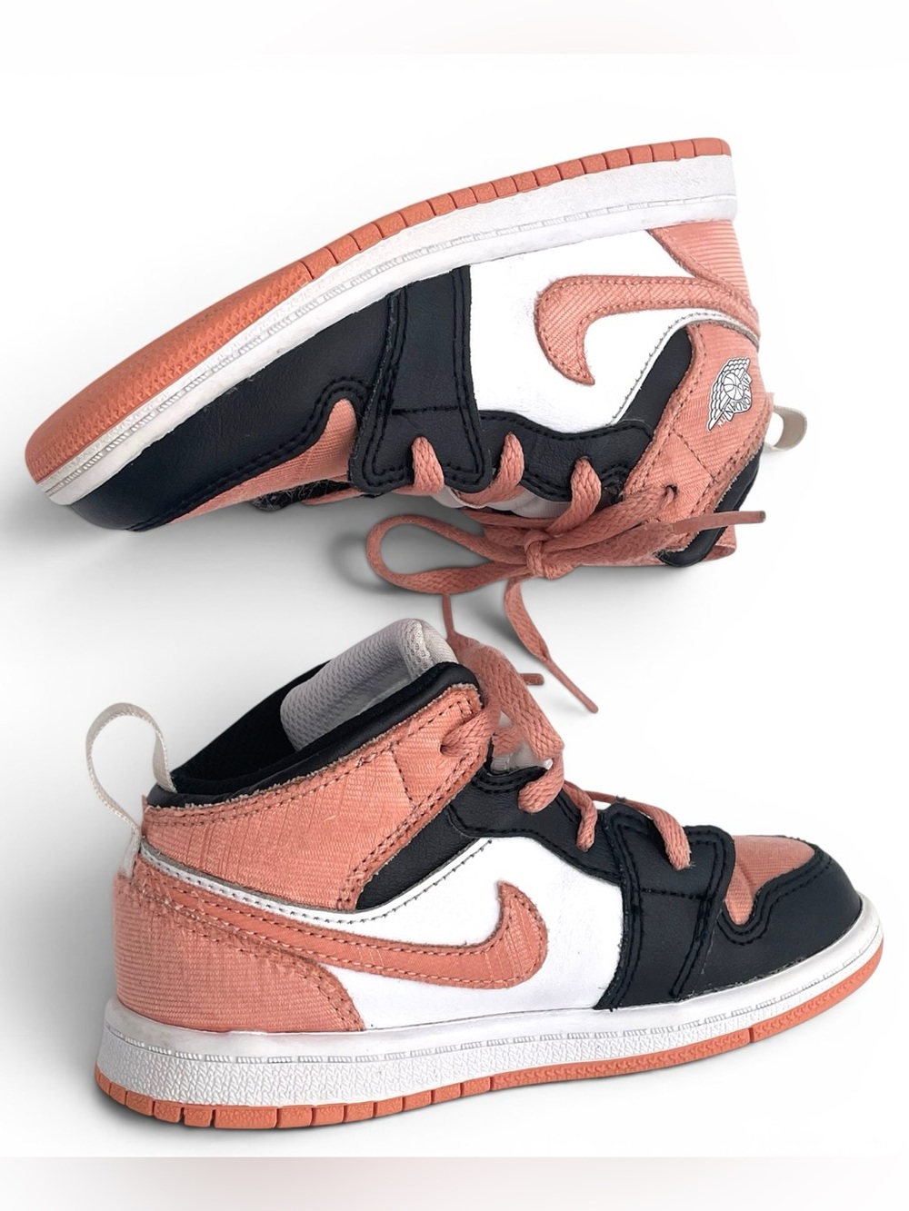 Nike Air Jordan 1 Mid SE Craft Kids Toddler 10C Pink Black - Picture 9 of 10